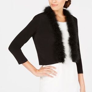 Calvin Klein Faux-Fur-Trim Shrug